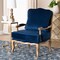 Baxton Studio Jules Traditional Navy Blue Fabric and French Oak Brown Finished Wood Accent Chair 233-13260-ZORO - alternate 7